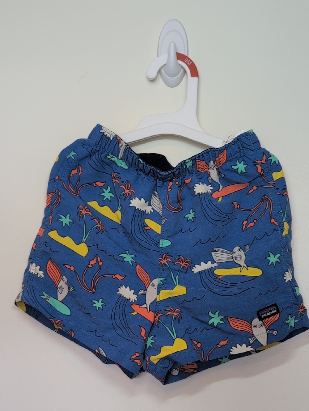 Patagonia Blue Surf Bird Print Kids Shorts 3T